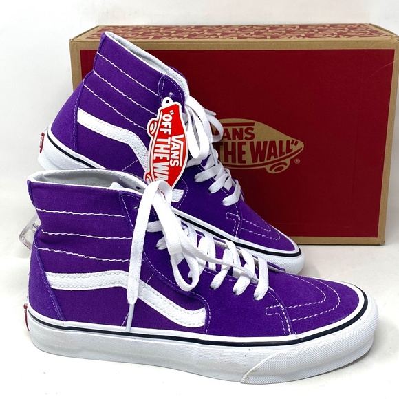 Vans Shoes - VANS Sk8-Hi Theory Shoes For Women Casual Purple Canvas Suede Skate VN0A5KRUBEK